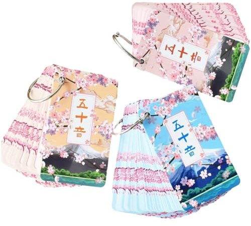 3 Sets Japanische Lernkarten, Japanische Wortkarten, Lernkarten, Japanische Aussprachekarten, Japanische Alphabetkarten, Papier-Kind-soundkarte. Nullbasiert