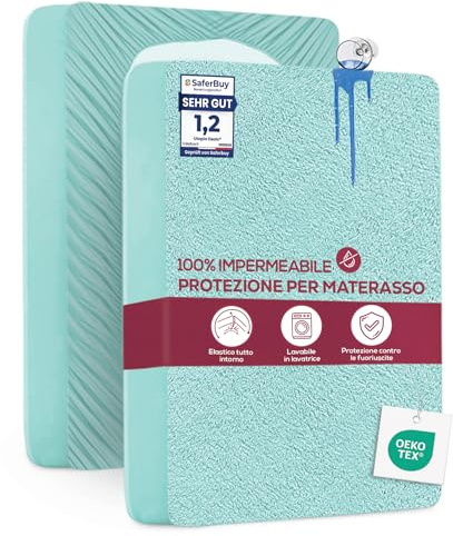 Utopia Bedding Matratzenschoner 140 x 200 x 30 cm Wasserdicht, Oeko-TEX Zertifiziert Matratzenauflage Atmungsaktive, Matratzenschutz, Rundum Elastisch Spa Blau