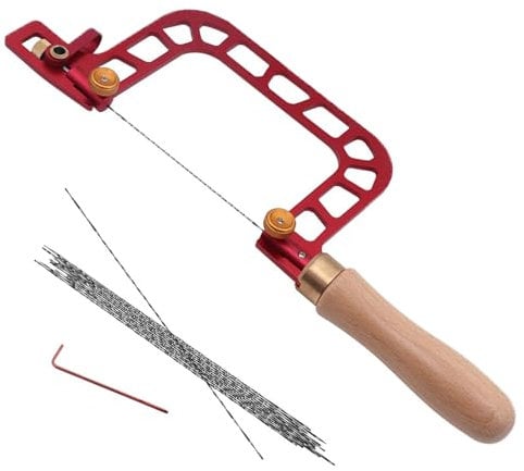 TOOSOAR Seghe da Traforo,con Chiave Esagonale e Lama di Ricambio, Utensile Manuale da Taglio Multidirezionale, Sega da Traforo per Legno, Plastica, Gomma, Metallo Morbido (3in)