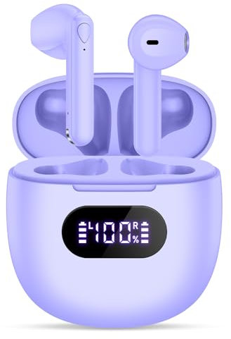 Wireless Earbuds, V5.3 Bluetooth Headphones, 48H Playtime LED Power Display Wireless Charging Case, HiFi Stereo Deep Base Earphones IPX7 Waterproof Ear Buds with Built-in Mic for Workout/Home/Office