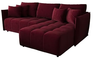 ALTDECOR Ecksofa mit Schlaffunktion und Bettkasten Corner Sofa Bett Eckcouch Couch L-Form Schlafcouch Ausziehbar Wohnlandschaft Schlafsofa Cauchsofa- LONLI - 242x175x85cm Bordeauxrot