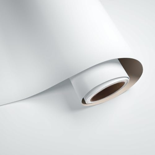 VaryPaper Papier Peint Blanc Uni Rouleau Adhesif Decoratif 40cmx200cm Adhesif pour Meuble Revêtement Plan de Travail Adhésif Papier Peint Autocollant Mural Salon Chambre Stickers Meuble Cuisine Table