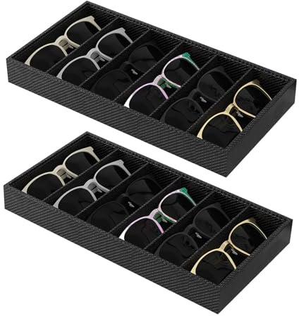 Julysky Sunglasses Tray, Eyeglass Organizer, Jewelry, Velvet Jewelry Display (2, Carbon Fiber)