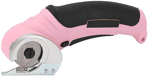 Ausla Electric Scissors, 240RPM Speed Carpet Fabric Cutter Snips Dressmaking Scissors Rechargeable Cordless Cutting Tool with Safety Lock Switch for Leather Carpet Sponge (Pink)
