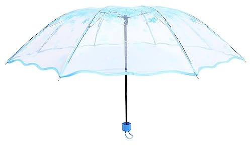WRITWAA Transparenter Taschenschirm Faltbarer Regenschirm Außenschirme Kuppelblasenschirm Klare Regenschirme Kompakte Regenschirme Transparenter Regenschirm Tagesschirm