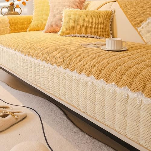 ZIUSFAC Cord Couch Überzug Universal Sofabezug Ersatz Sofaüberwurfe Modern Stilvoll Sofa Überzug, rutschfest Sofaschoner Kratzschutz Couch Überwurf Für Winter(Khaki,70x150cm(28x59in))