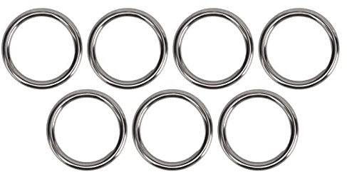 7 Pcs 304 Stainless Steel Metal O Ring Waterproof Rustproof Seamless Welded Round O Ring for Fitness Hoops Yoga Rings (7 * 40MM)