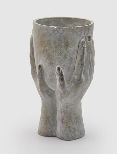 EDG Enzo De Gasperi Enzo De Gasperi Vase aus Beton Hände mit Schale H 34 Cm D 18 Cm Grey Waterproof