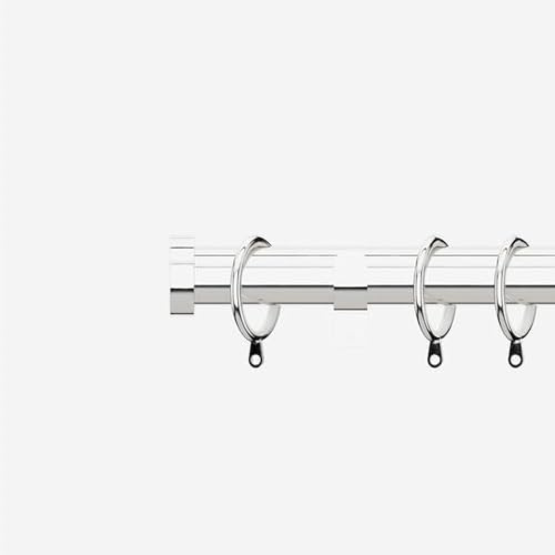 Polished Chrome 28mm Stud Fixed Length Metal Curtain Pole | Polished chrome 28mm fixed metal curtain pole with stud finials. Strong, durable design for easy curtain hanging.