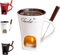 Schokofondue Tasse Keramik 130ML Schoko Fondue Cup mit Teelichthalter und Gabeln Schokoladenfondue Schokolade Fondueset Chocolate Fondue Set Schokoladenschmelztopf für Schokolade Käse Butter Karamell