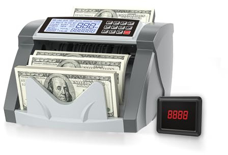 Money Counter Machine Pro 2.0 Dual-Motor, Dollar Euro MT/UV/MG/IR/DD/DBL/HLF/CHN，Cash Counter Machine with Value Add Batch Modes (LCD Display)
