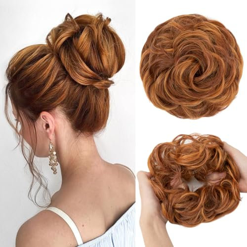 SARLA Unordentliches Dutt-Haarteil für Damen und Mädchen, synthetische Haargummis, Dutt, Verlängerung, Haarteile, Hochsteckfrisur, Pferdeschwanz, Tizian Red