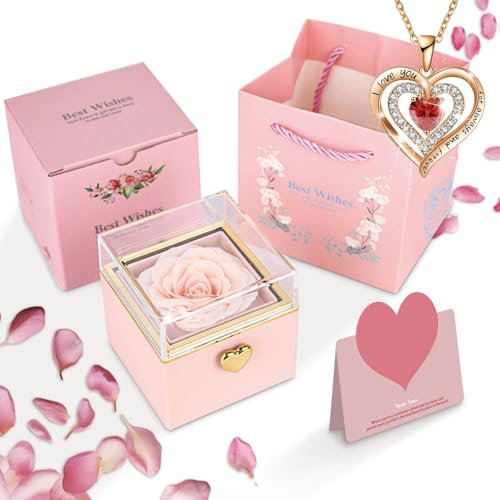 auvstar Rose Eternelle,Rose Eternel,Coffret Saint Valentin,Fleur Eternelle,Coffret Cadeau Femme avec des Boutons,Cadeau Saint Valentin Femme,Cadeau Fete des Grand Mere