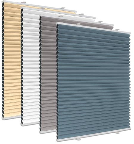 Wabenplissee Plissee ohne Bohren Verdunkelung Klemmfix Thermo Verdunklungsplissee Blau B85 x H110 cm, Thermoplissee ohne Bohren für Fenster, Sonnen, Sicht & Schallschutz Wärmeisolierung