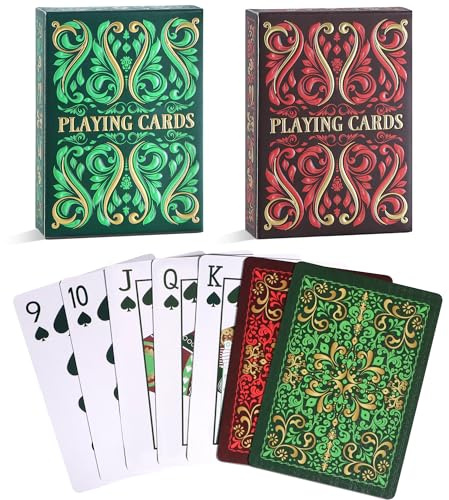 Aomaic Playing Cards 2 Pack Standard Index Playing Card Premium Poker Set Card Games for Adults Deck of Playing Cards for Travel Camping Family Games Night Party Games