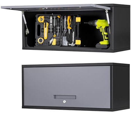 Sightlife Hängeschrank Werkstattschrank Wandschrank Werkzeugschrank Metall Lochwand Werkzeugwand Stahlschrank Werkstatteinrichtung Wandregal abschließbar 35 x 80 x 33 cm(H x B x T)