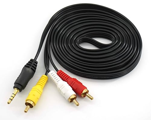DUSTEWQ Ersatz 1/3 Audiokabel 3,5 mm zu 3 RCA Audio- und AV-Verbindungskabel für TV-Box Drei Lotus-Kopf-AV-Kabel, kompatibel mit MP3, Smartphone, Tablet, TV,Lautsprecher, Heimkino (10 Fuß)