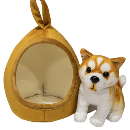 Trayosin Kuscheltier Tiger Süßes Plüsch Tiger mit Haustierkorb Stofftier Weiches Plüschtier Plüsch Puppe Spielzeug Geburtstaggeschenk für Jungen und Mädchen (Akita-Hund)