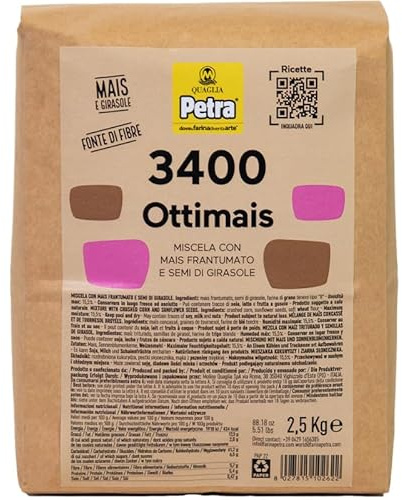 2,5 KG Brick 3400 Ottimais - Miscela di Farina Di Mais e Semi di girasole - Per Pane, Pizza, Dolci