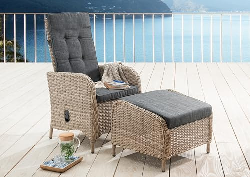 Destiny Balkonset Palma CASA Hochlehner + Fußhocker, Natur meliert