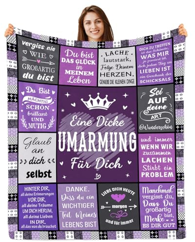 MUOOAY Geschenke für Beste Freundin 150x220 cm | Lila inspirierende Flanell Umarmung Kuscheldecke Sofadecke Geschenke für Frauen Freundin Schwester Tochter Mutter zum Geburtstag Weihnachten