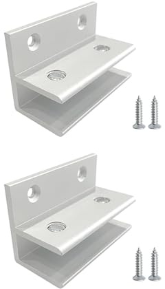 Glasklemmen, F-Form, 90 Grad verstellbar, Glasplattenklemmen, Aluminiumlegierung, Clip-Set mit Schrauben, Klemmen, 10 mm - 12 mm, für Schrank, Badezimmer, Wohnzimmer, 2 Stück