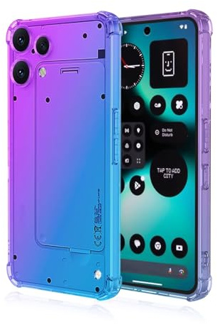 HONLEN Hülle für NothingPhone (3A) Lite Case, (6.77 Inches) Transparent Farbverlauf Design TPU Silicone Handyhülle, Verstärkung mit Vier Ecken Cover Blau Lila