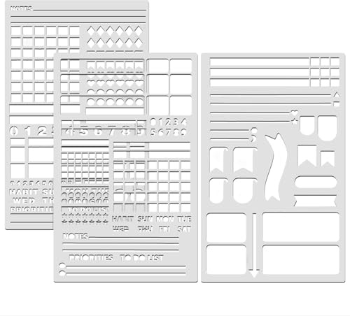 ZHIYUQL® 3 Stück Bullet Journal Schablonen Metall, Schablonen Bullet Journal Zubehör, Wiederverwendbares Journal Schablonens, Weihnachten für Notizbuch, Tagebuch, Scrapbook, DIY Fotoalbum Dekoration