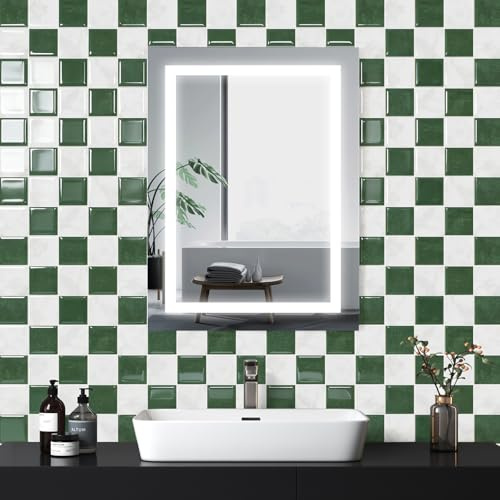 Fantasnight Stick on Wall Tiles Green Marble Effect 26.5 * 26.5cm 10pcs | Kitchen Self Adhesive Tile Stickers for Bathroom Waterproof Sticky Vinyl Splashback 3D