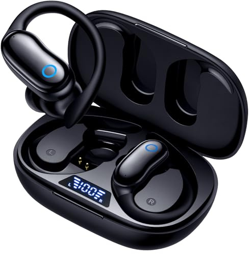 Sport Kopfhörer Bluetooth mit Ohrbügel, ANC Noise Cancelling & Transparenzmodus, 96H Laufzeit, IPX7 Wasserbeständig, ENC Mikrofon, In-Ear Kopfhörer mit sicherem Halt für Laufen, Fitness & Pendeln