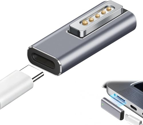 Magnet USB-C auf MagSafe 2 Adapter,USB C zu MagSafe 2 T-Stecker Ladeadapter | PD 100W, 20V 5A Max, Magnetischer Schnellladeadapter für MacBook Air 2012-2017 und MacBook Pro Retina 2012-2015