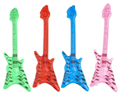 PACKOVE Set di 4 Chitarre Gonfiabili Accessorio Divertente e Leggero Portatili in Pvc Stile Retrò Colore Casuale Decorazioni per Feste di Compleanno e Party Rock Anni 80