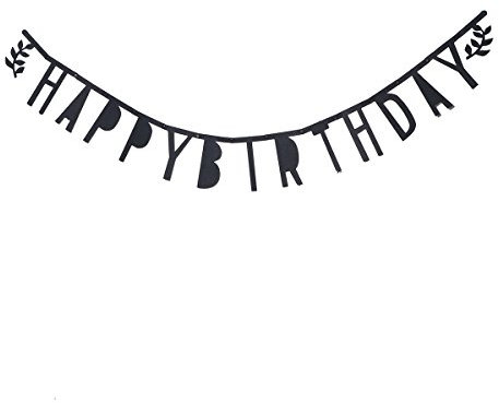 Tinksky Alles Gute zum Geburtstag Girlande Banner Schwarz Briefe Filz Bunting Banner Geburtstag Party Dekor