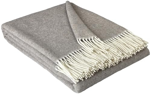STTS International Kaschmir Decke Wolldecke Wohndecke Merinowolle - Kaschmir - Mix 140 x 200 cm sehr weiches Plaid Kuscheldecke Faro C braun