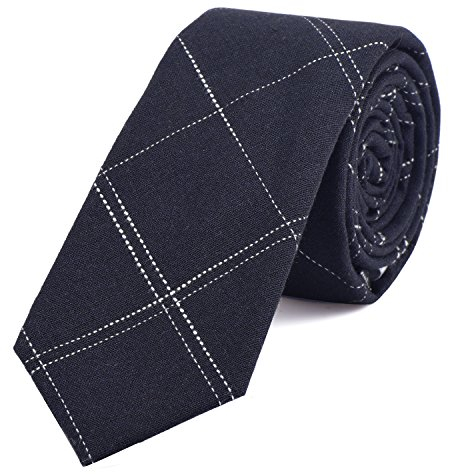 DonDon Herren Krawatte 6 cm gestreift Baumwolle Nachtblau