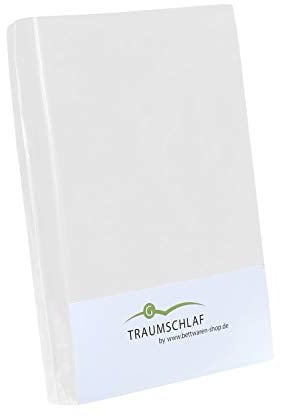 Traumschlaf Spannbettlaken Jersey Elasthan Stretch Weiss, 180x200-200x220 cm