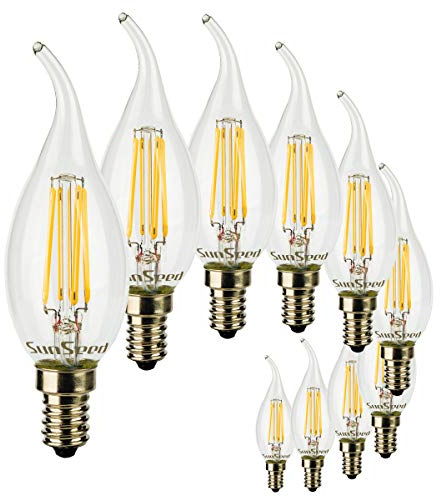 SUNSEED 10x Lampadina E14 Filamento LED 6W Colpo di Vento 806 Lumen Luce Calda 2700K