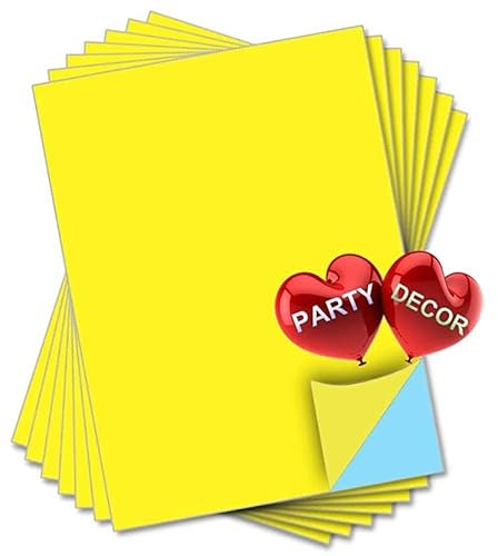 party_decor Yellow Self Adhesive Gloss Vinyl Sheet - A4 - pack of 10 - perfect for hobby & craft