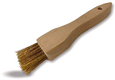 Pinceau brosse métallique | Garnissage 2 rangs acier laitonné souple | Lot de 10 | Manche bois | Brossages difficiles d'accès | Décapage grattage | Soudure peinture corrosion rouille | Kibros 3PMALx10