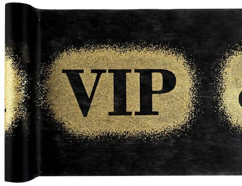 Santex mariage Tischläufer, VIP, Krone, Glitzer, Schwarz/Gold glänzend
