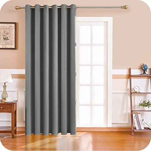 MRTREES Blackout Curtains Bedroom 90 Drop 1 Panel Dark Grey Eyelet Thermal Curtain for Living Room Soft Texture Window Treatments for Kids 90x90 Inch 228x228 CM