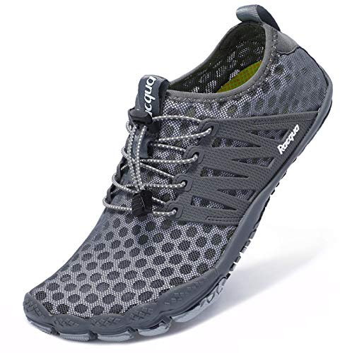 Racqua Swim Shoes Quick Dry Barefoot Water Aqua Sport Beach Surf Pool Hiking Diving Walking for Men Women Grey EU 43=UK 10