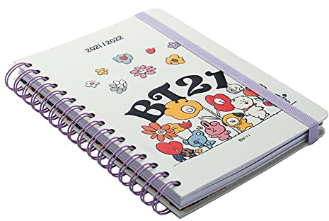 Grupo Erik BT21 Schulplaner 2021 2022 - Ringbuch Kalender 2021 2022 - Terminkalender 2021 2022 Wochenübersicht, Weiß, AGESVA52106