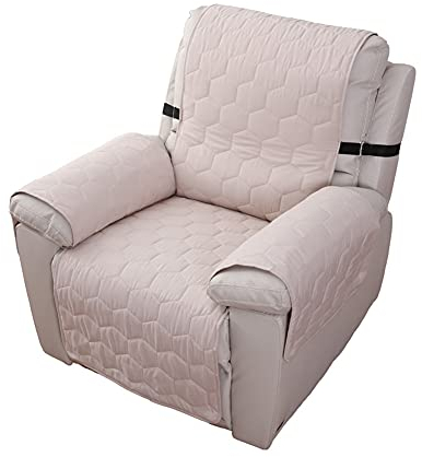 BXFUL Sesselschoner Sesselauflage Relax mit rutschfest, 1 Sitzer Sesselschutz Sofaüberwurf für Ledersofa, rutschfeste Recliner-Schutzhülle für Haustiere (Beige)