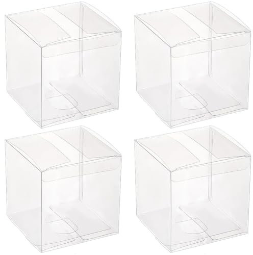BENECREAT 10PCS Klare Geschenkverpackungsboxen 10x10x10cm Quadratische PET-Bevorzugungsboxen Mit Schutzfolie Für Hochzeitsandenken