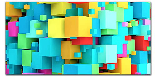 Coloray Küchenrückwand 140x70cm Glaskunstwandbild gehärtetes Glas Dekorplatte Küche panel Glasscheibe - Würfel