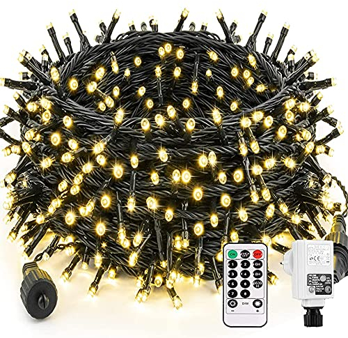 Bzavor Led Lichterkette Strom 55M 500 LED mit Fernbedienung Timer Merkfunktion Steckdose IP65 Wasserdicht Valentinstag Deko Ramadan Deko Geschenk Led Lichterkette mit Stecker für Hochzeit