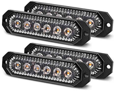OPP ULITE 4pcs Lumières stroboscopiques d'urgence Ambre lumières clignotantes LED lampes de balise d'avertissement de danger 12/24V pour voiture Camion Remorque (CB-01)