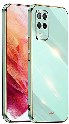 WEIOU Silikon Hülle für Realme 8 5G / Realme Narzo 30 5G Case, Handyhülle Golden Galvanisierrahmen Dünne Weiche TPU Soft Stoßfest Schutzhülle Cover Bumper - Grün