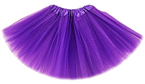 Flovel Tutù in Tulle a Strati per Danza Classica - Gonna Costume Elastico per Donne e Ragazze (Viola)